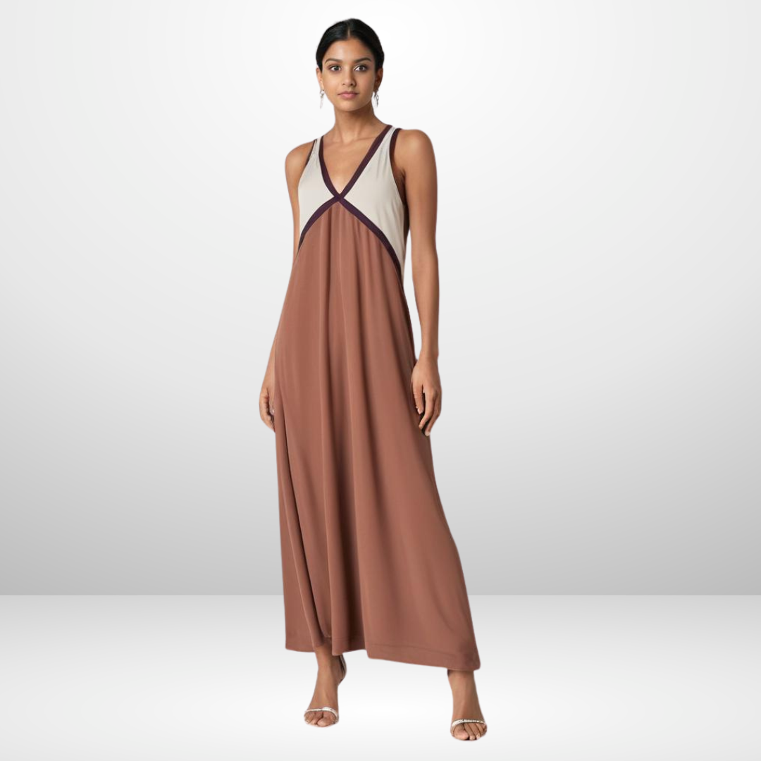 Colorblock Sleeveless Maxi Dress