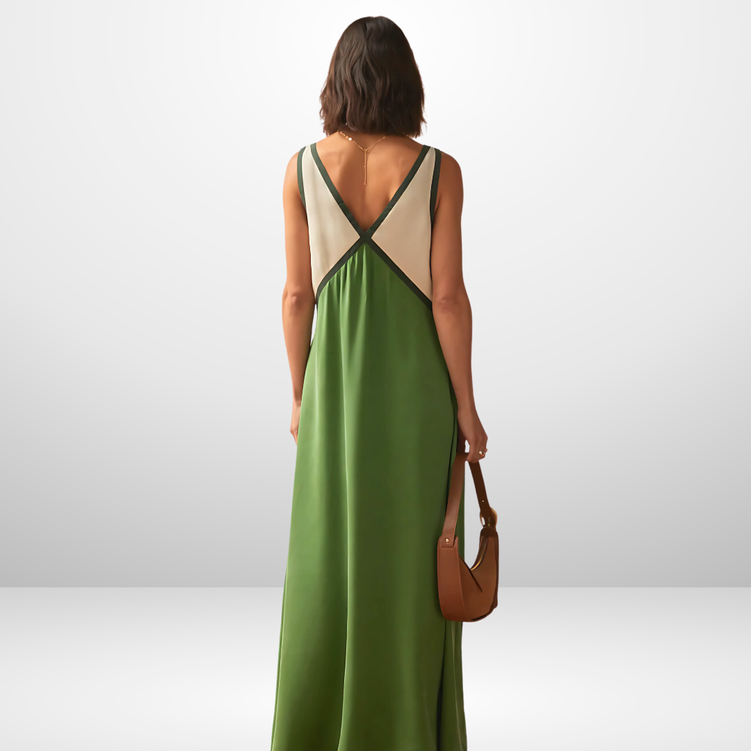 Colorblock Sleeveless Maxi Dress