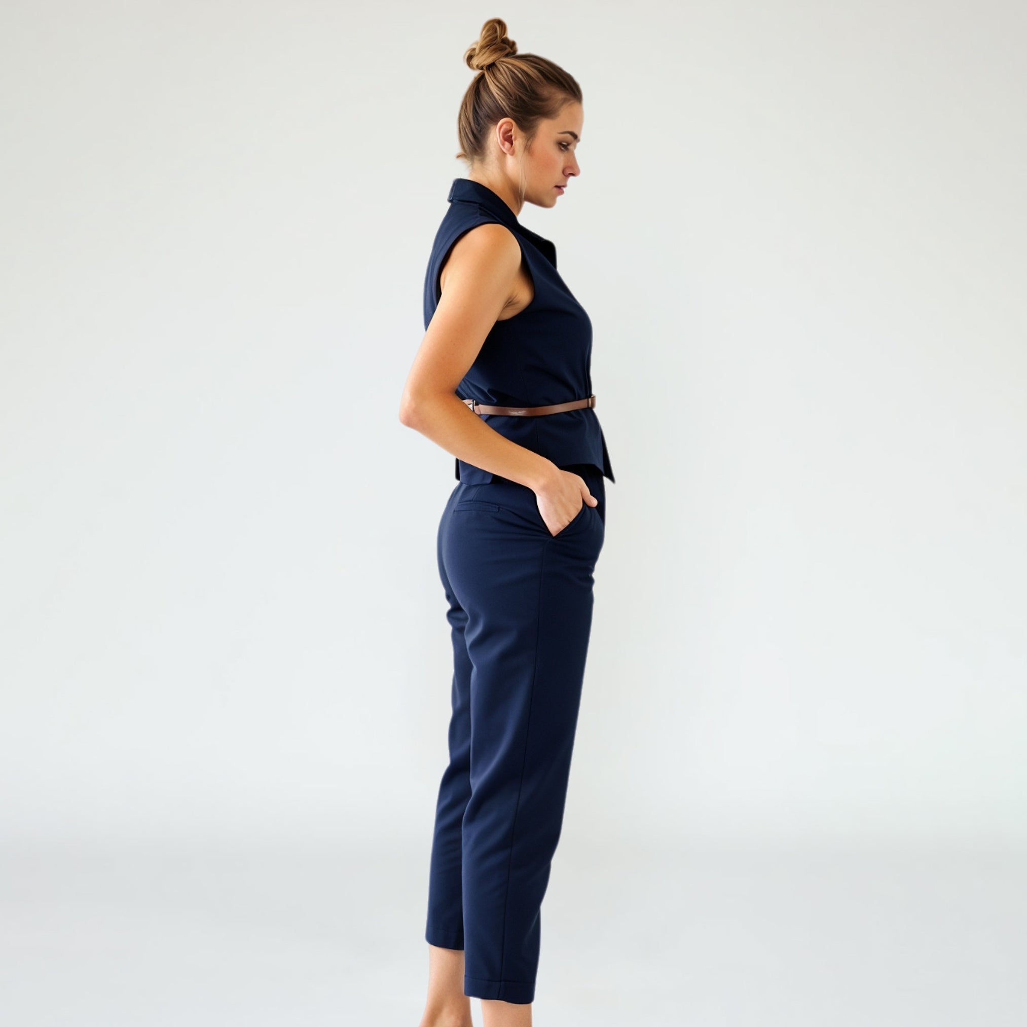 Sleeveless Two-Piece Set with Cropped Pants