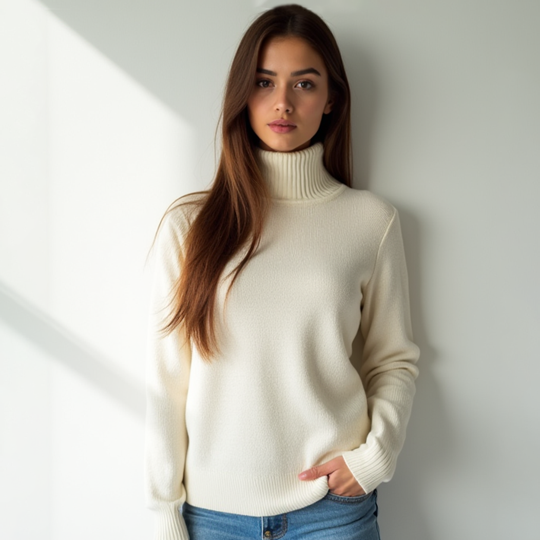 Fleece-Lined Turtleneck Sweater