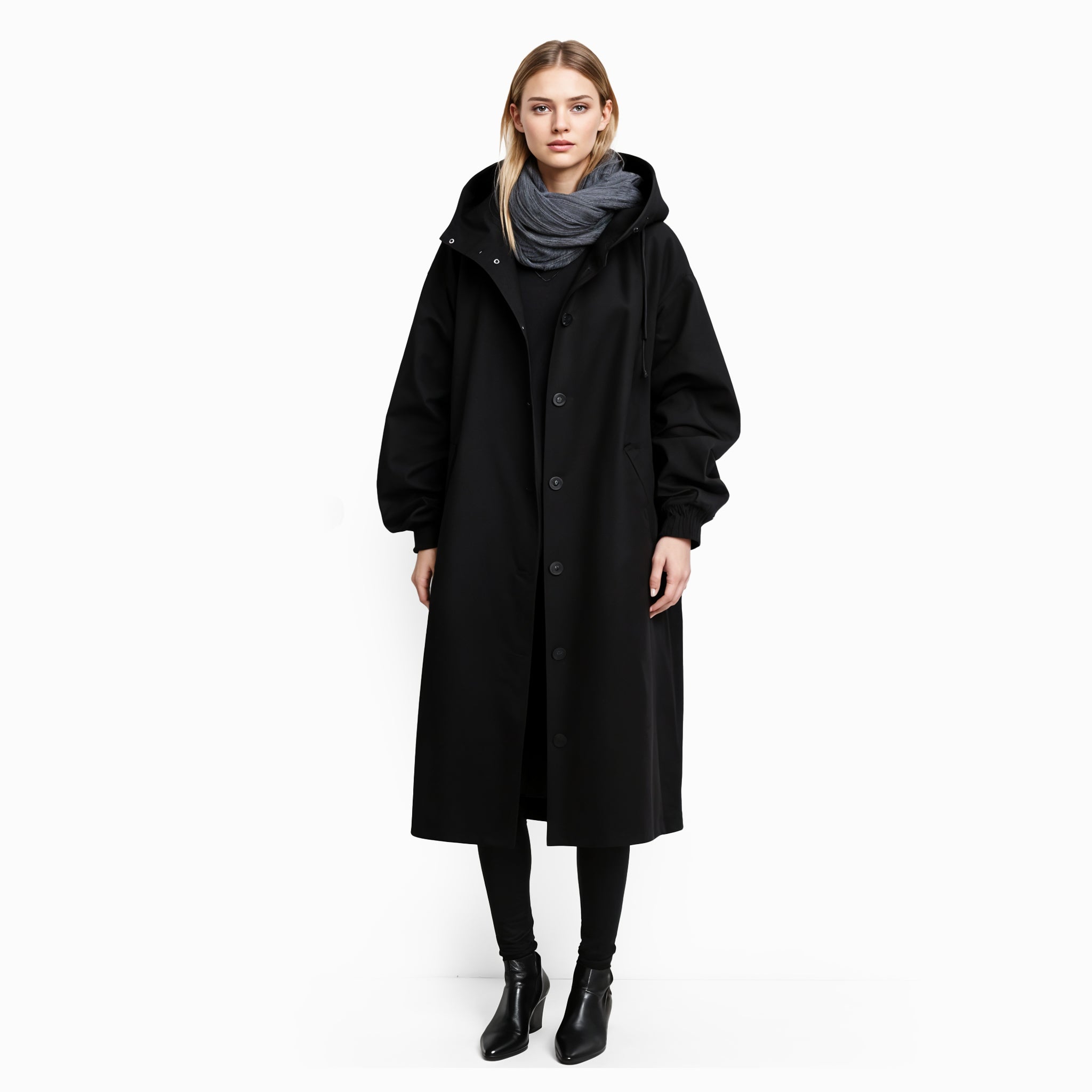 Oversized Hooded Trench Coat