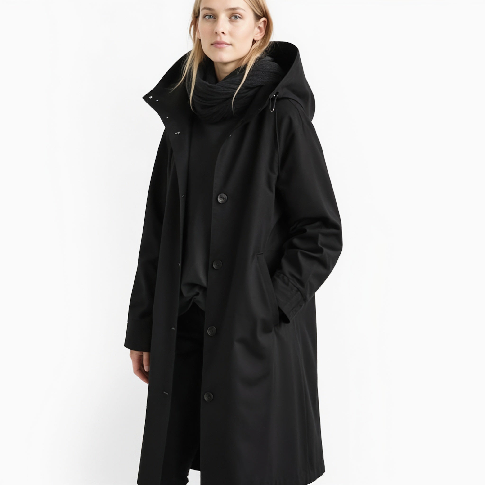 Oversized Hooded Trench Coat