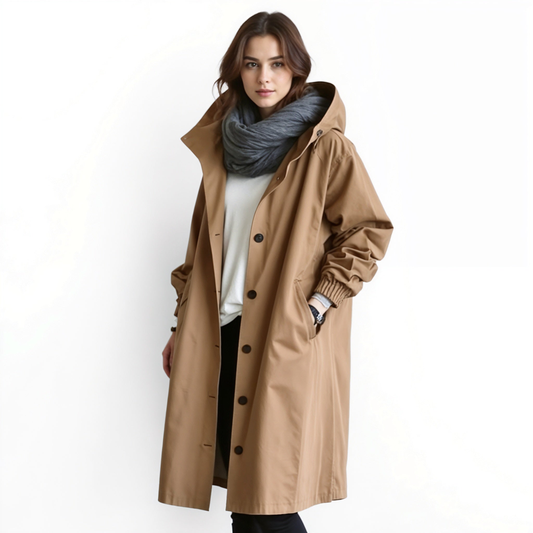 Oversized Hooded Trench Coat