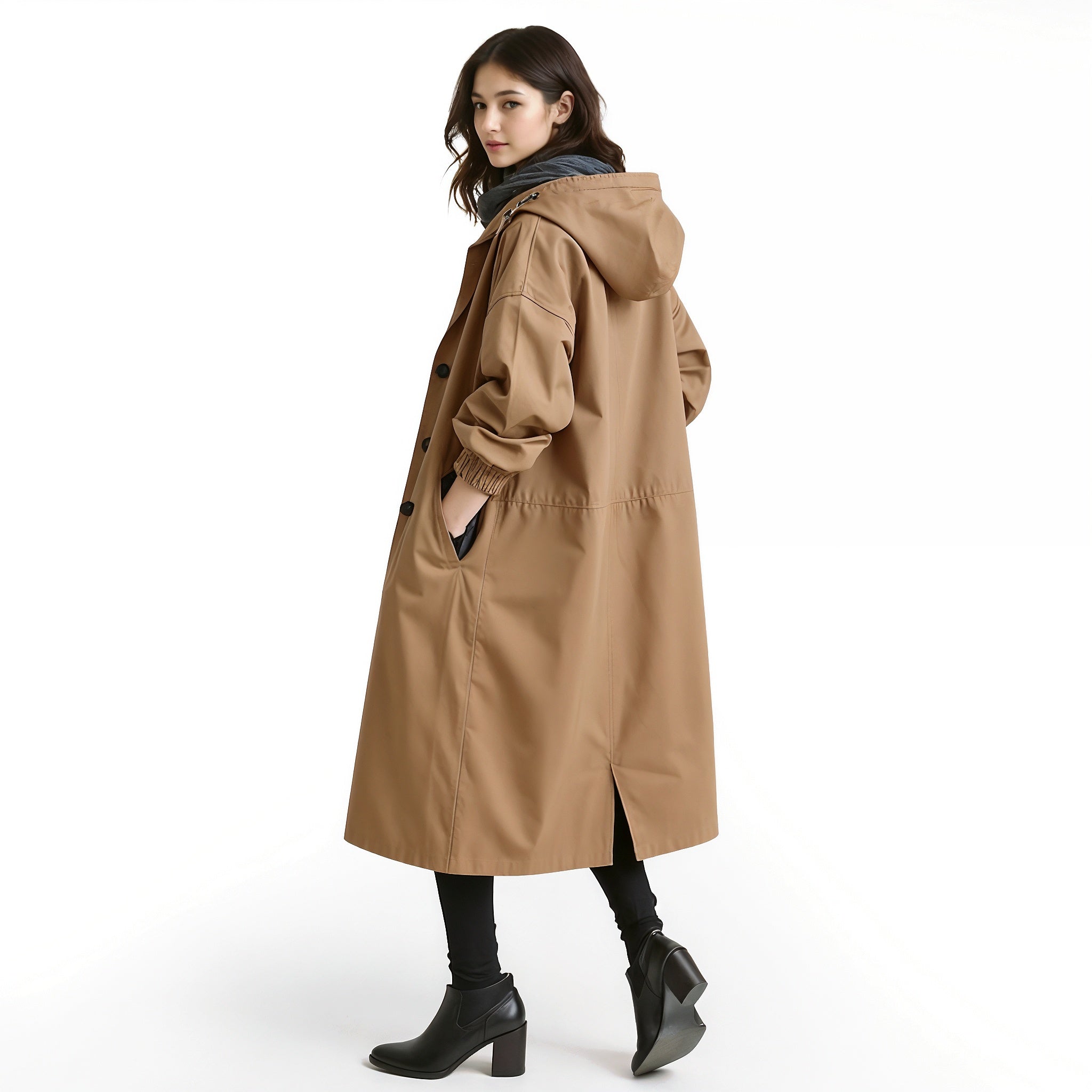 Oversized Hooded Trench Coat