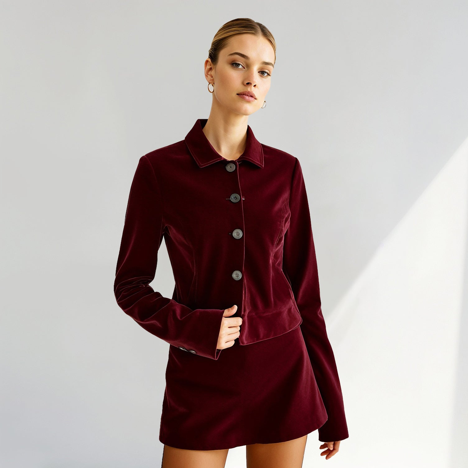 Velvet Lapel Short Blazer