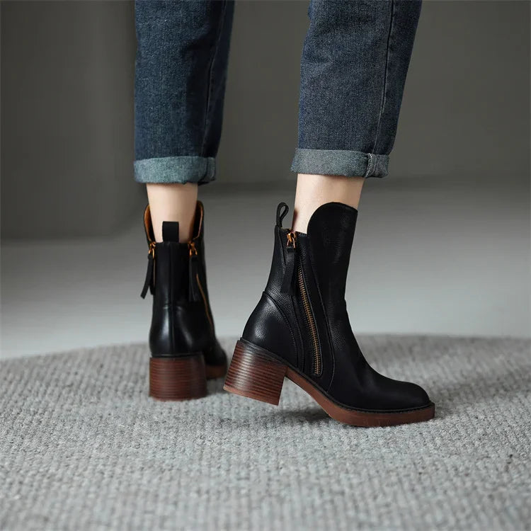 Elegant Leather Ankle Boots