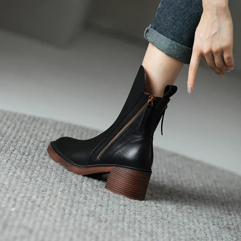 Elegant Leather Ankle Boots