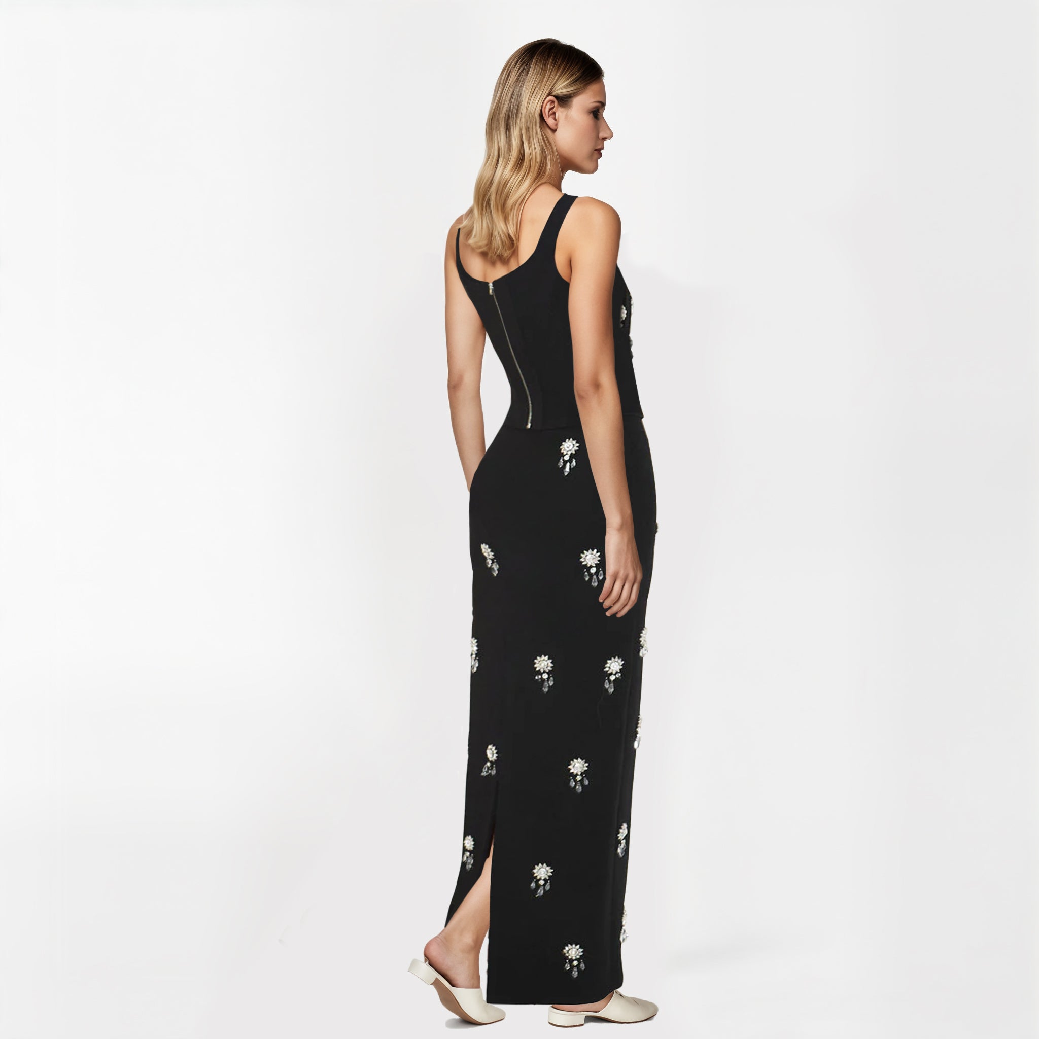 Embellished Two-Piece Set with Crystal Detailing