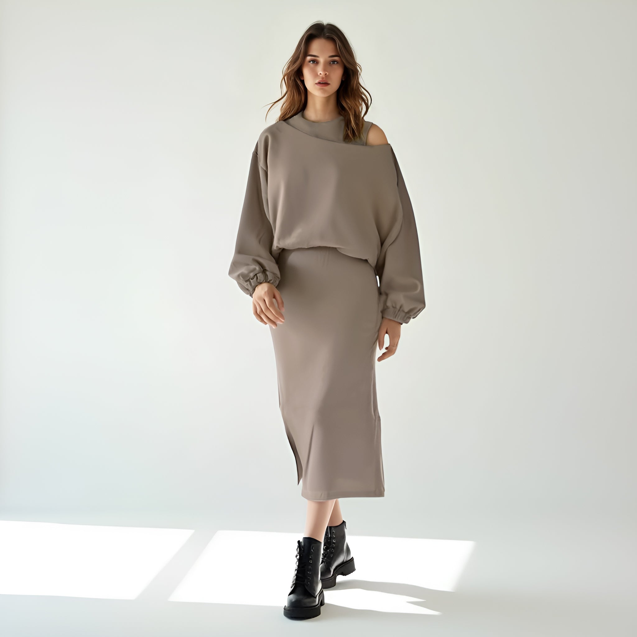 Two-Piece Set with Balloon Sleeves