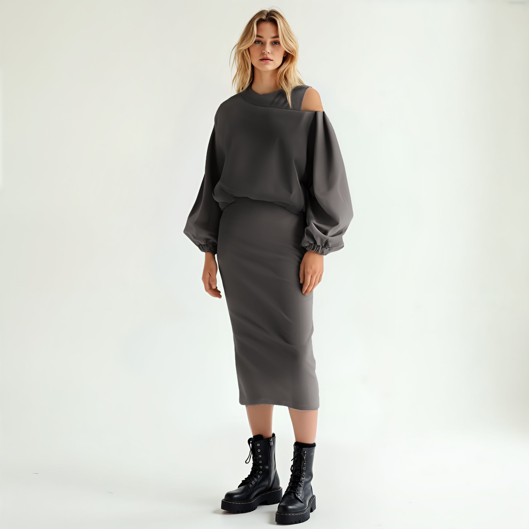 Two-Piece Set with Balloon Sleeves