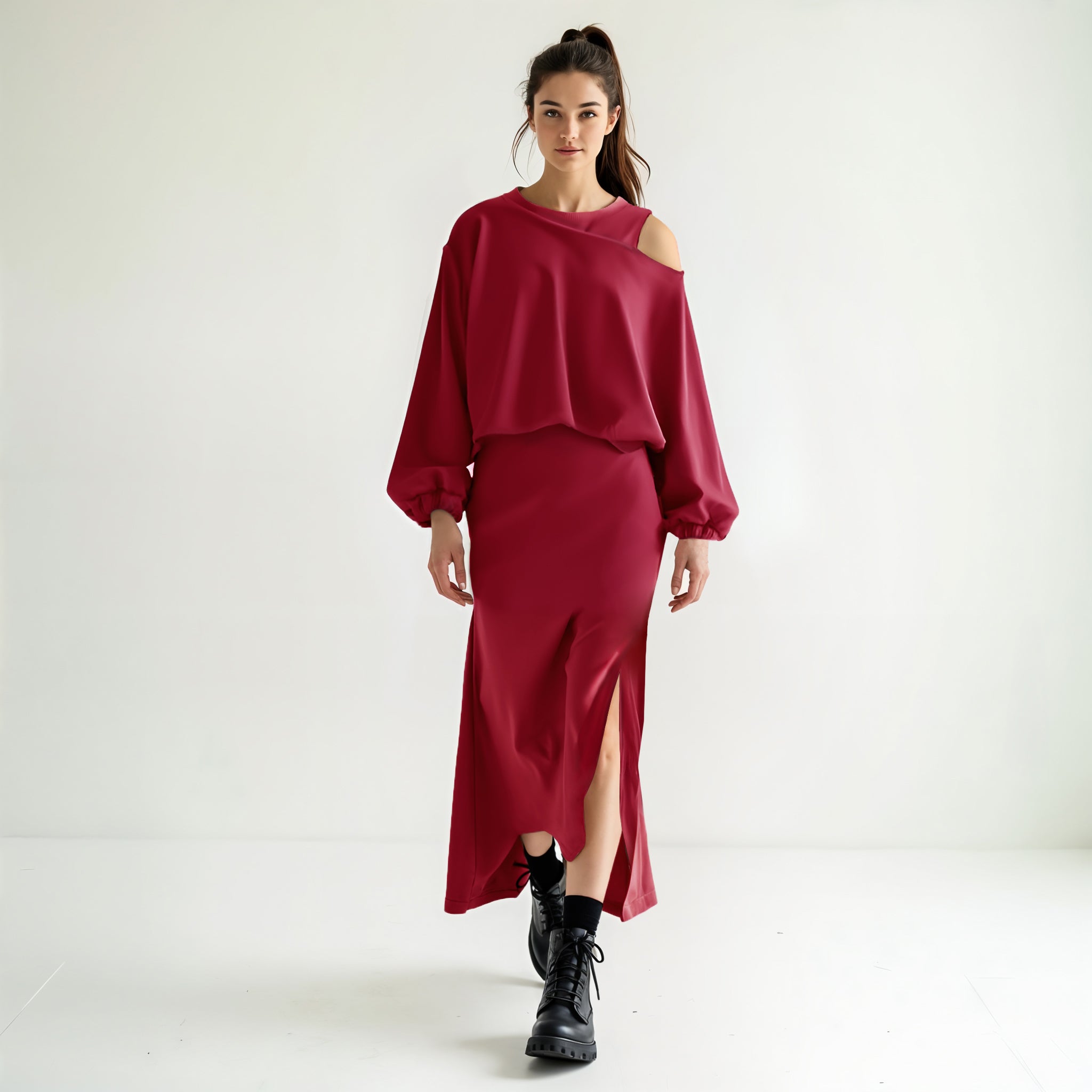 Two-Piece Set with Balloon Sleeves