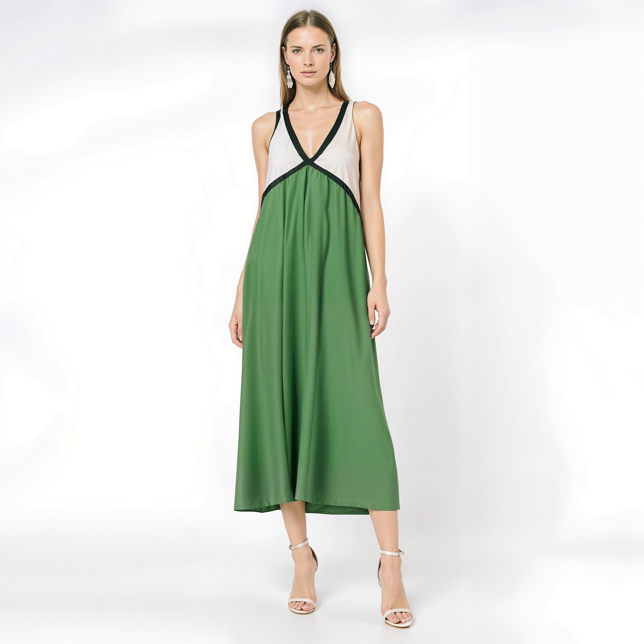 Colorblock Sleeveless Maxi Dress