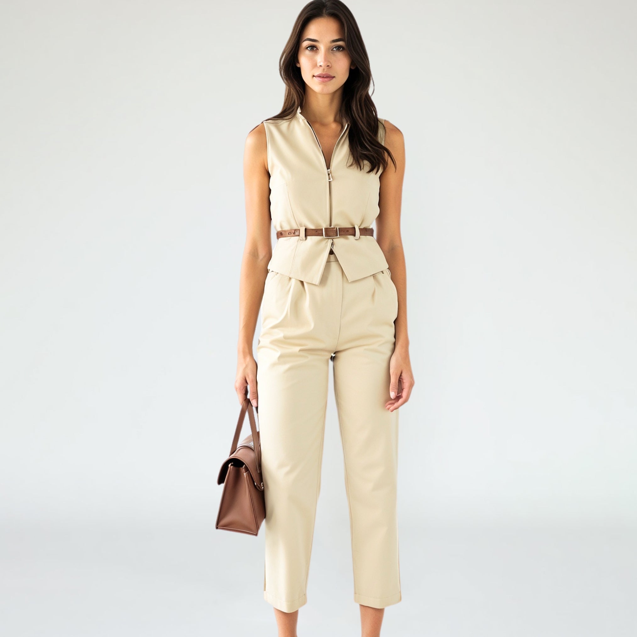 Sleeveless Two-Piece Set with Cropped Pants