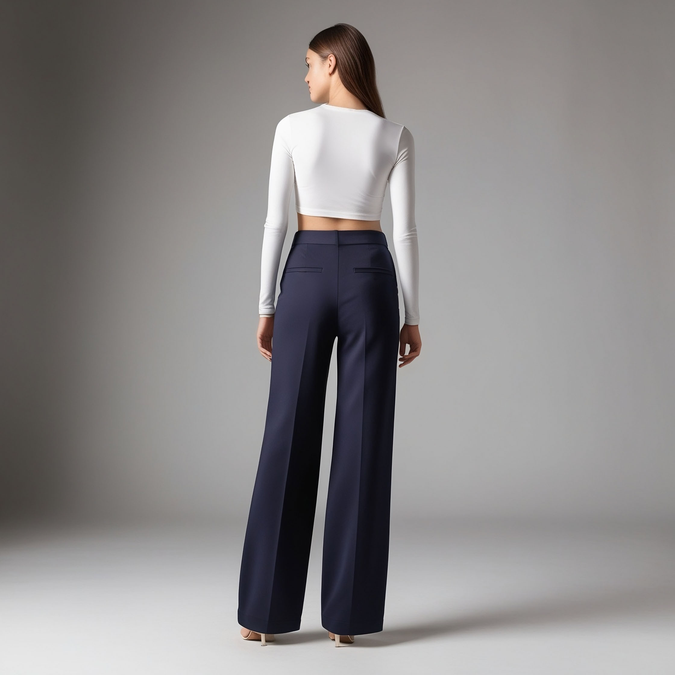 High-Waisted Pleated Stretch Pants