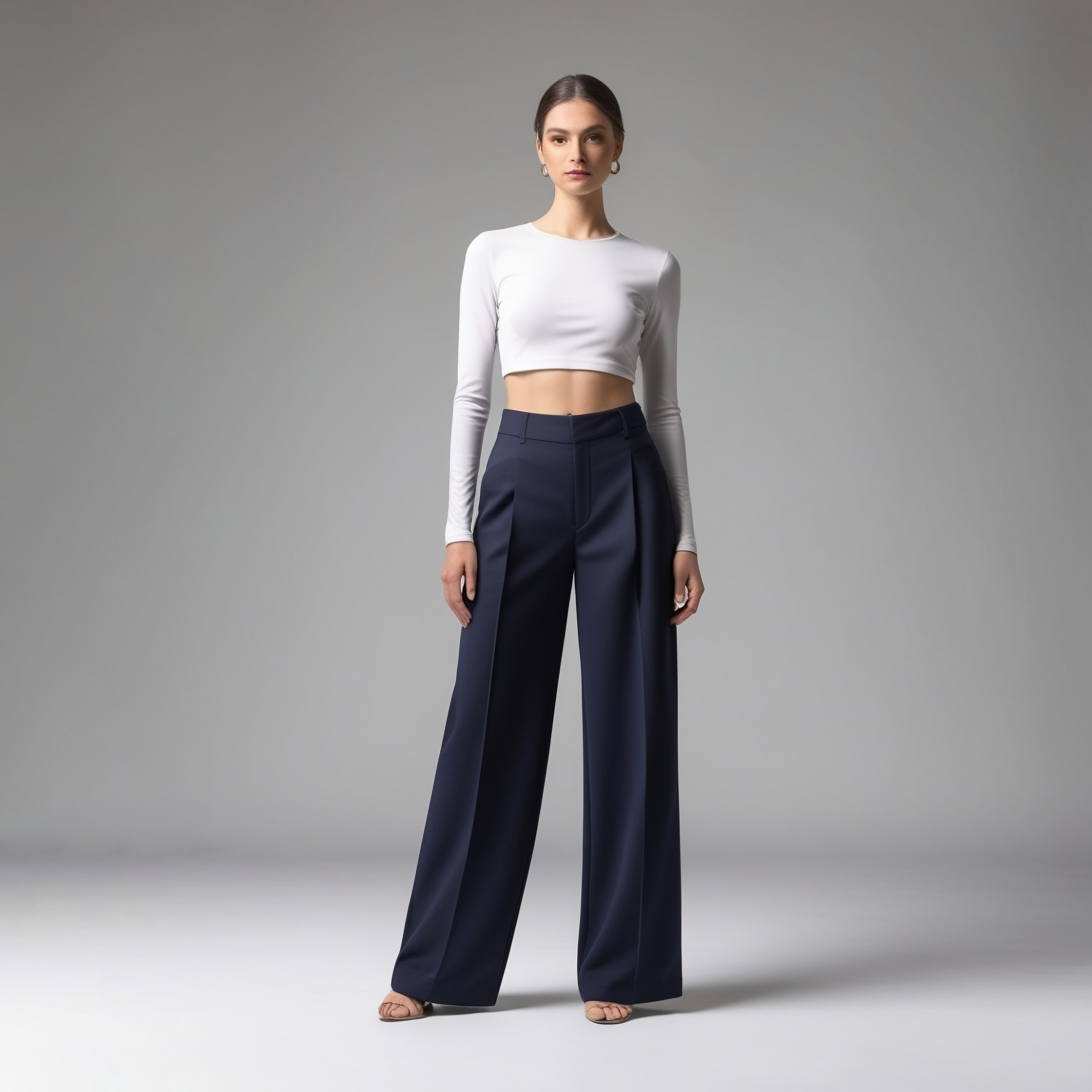 High-Waisted Pleated Stretch Pants