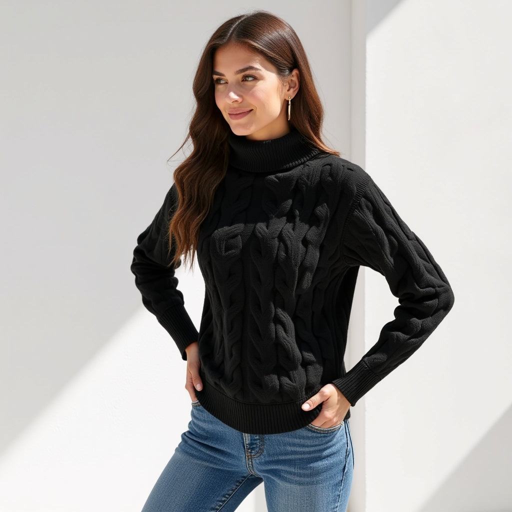 Cable Knit Turtleneck Sweater